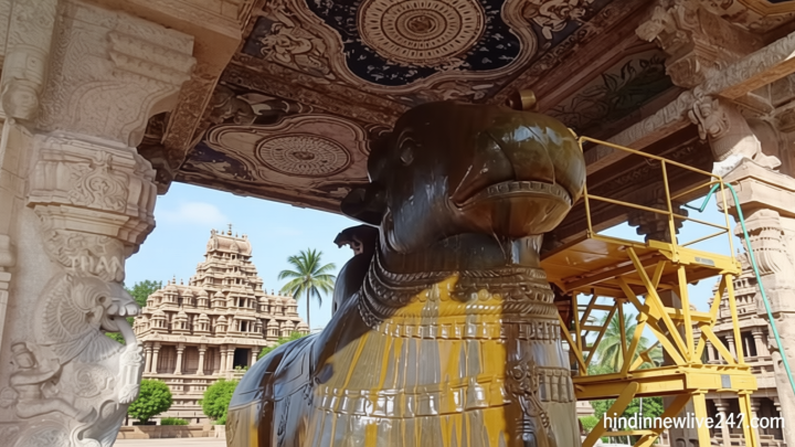 தஞ்சை பெரிய கோவிலில் பிரதோஷ வழிபாடு – நந்திக்கு சிறப்பு அபிஷேகம்