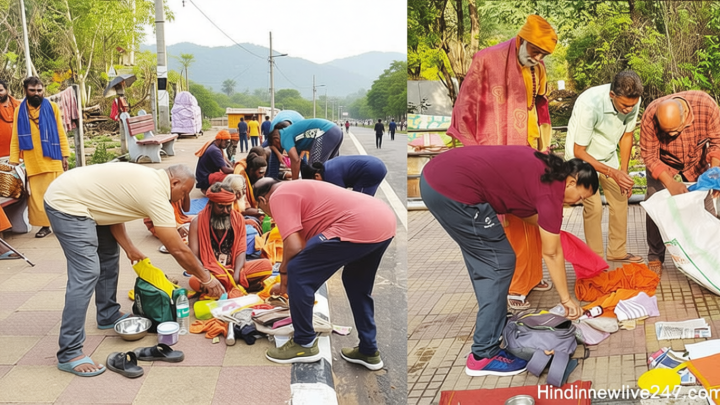 திருவண்ணாமலை கிரிவலப்பாதையில் சாதுக்களிடம் போலீசார் அதிரடி சோதனை