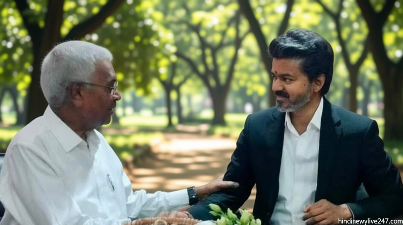 டெல்லியில் இந்திய கம்யூனிஸ்ட் தேசிய பொதுச்செயலாளர் டி.ராஜாவுடன் முதல்வர் விஜய் சந்திப்பு