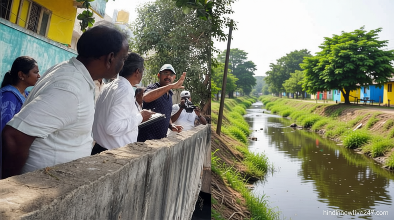 விருகம்பாக்கம் கால்வாயின் குறுக்கே கட்டப்படும் பாலம் – மாநகராட்சி ஆணையர் ஆய்வு