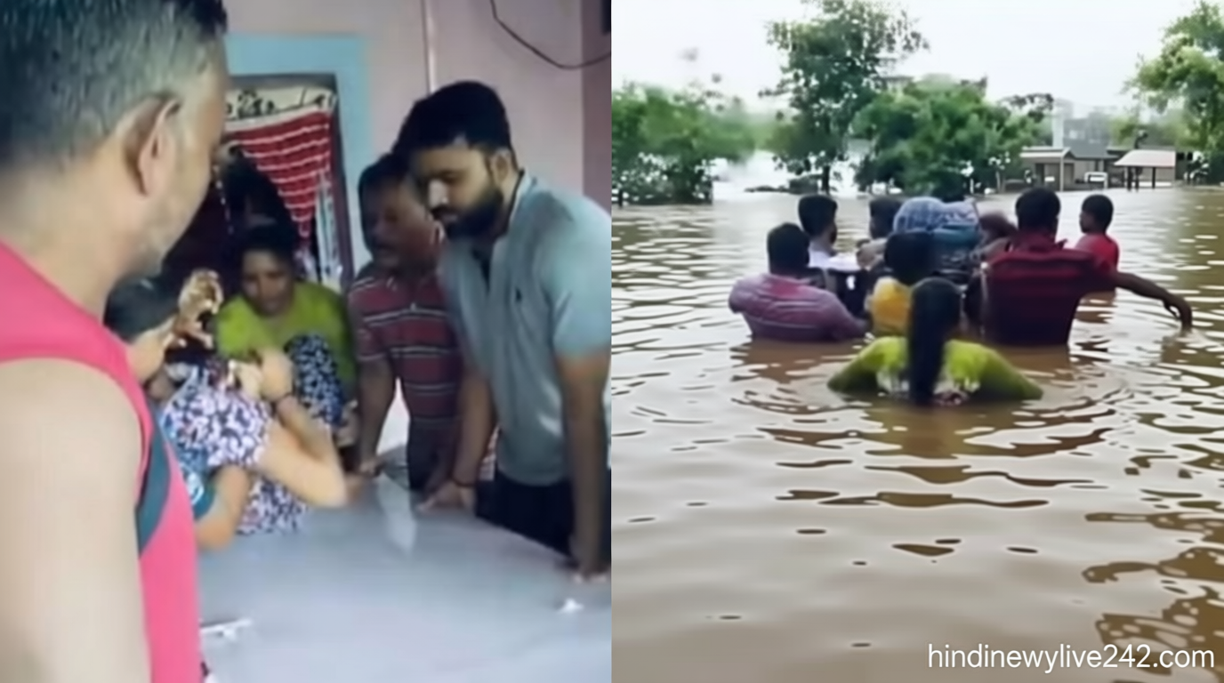 மழை வெள்ளத்தில் வீட்டின் கதவை ஸ்டிரெச்சராக மாற்றி கர்ப்பிணியை காப்பாற்றிய கிராம மக்கள் – மராட்டியத்தில் நெகிழ்ச்சி சம்பவம்