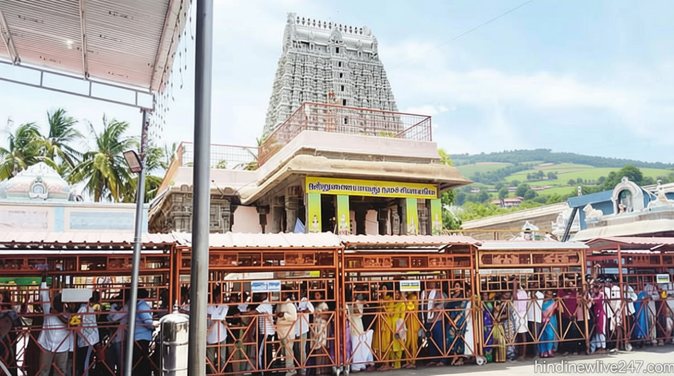திருவண்ணாமலையில் 3 மணிநேரம் காத்திருந்து பக்தர்கள் சாமி தரிசனம்