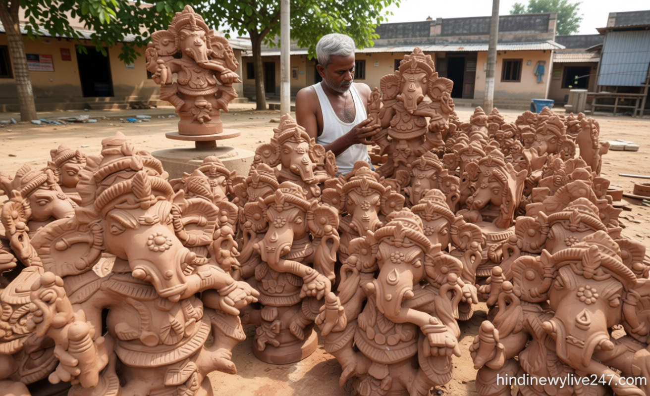 விநாயகர் சதுர்த்தியையொட்டி வேலூரில் சிலைகள் தயாரிக்கும் பணி தீவிரம்
