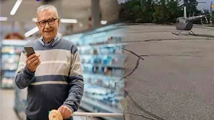 அமெரிக்கா: ஷாப்பிங் செய்ய ஹெலிகாப்டரில் சென்ற தாத்தா!